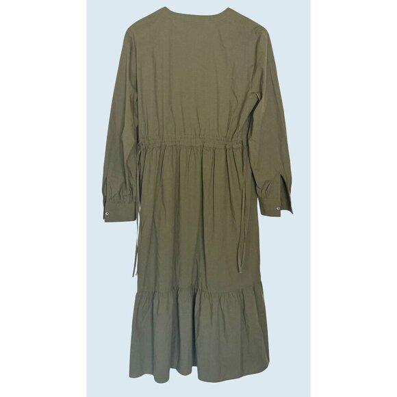 RAILS Maple Tiered Drawstring Mid Dress Green Size Medium - Picture 5 of 7